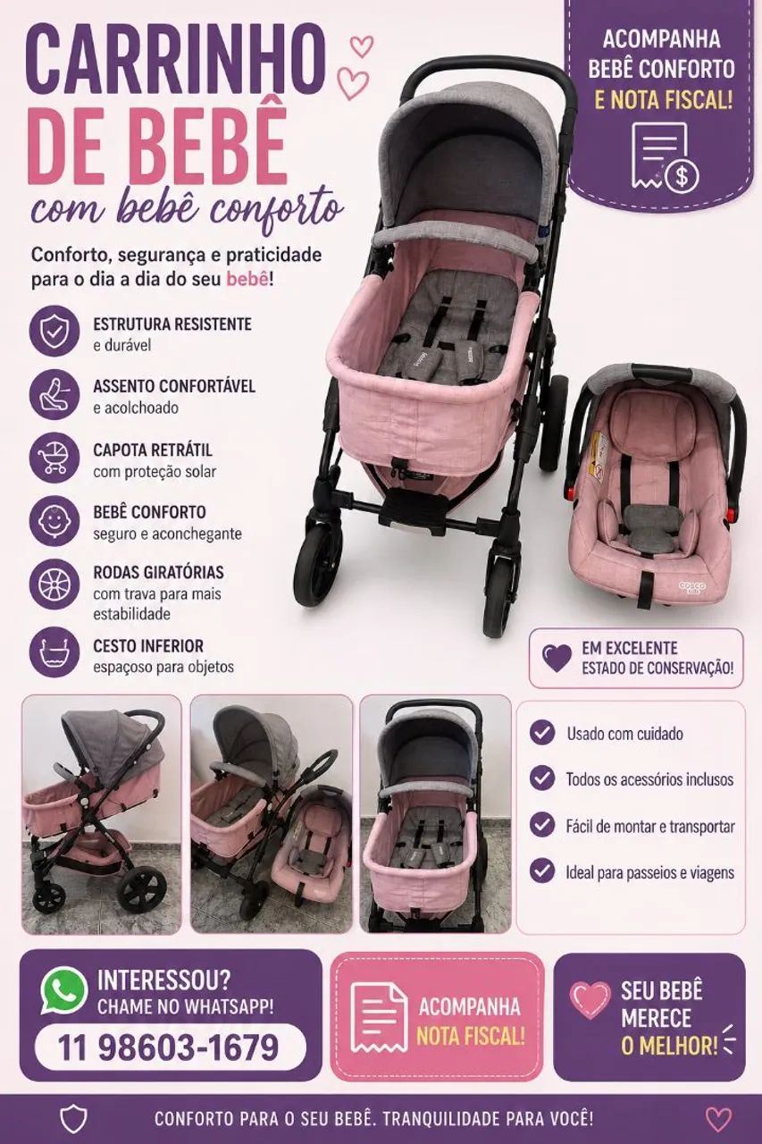 Carrinho e bebê conforto 