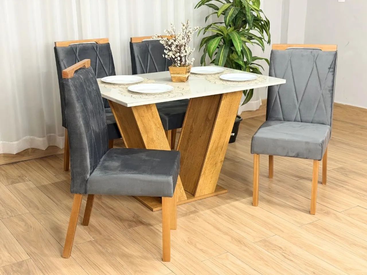 Mesa de Jantar Classic 1.20×0.80 Com 4 Cadeiras- Entrega Rápida - Foto 3