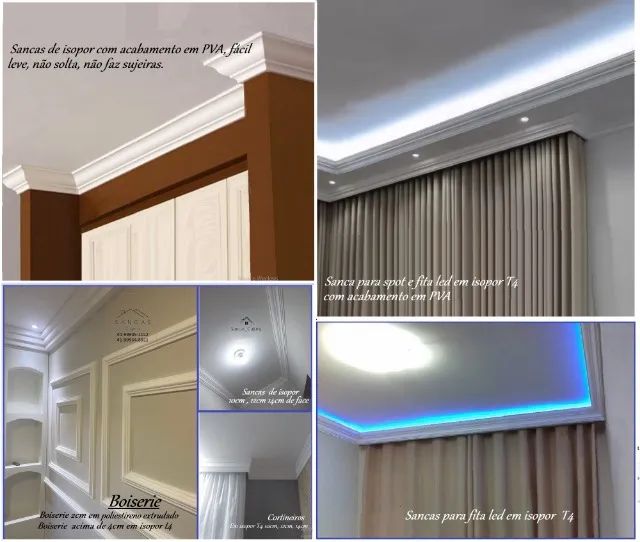 Sancas boiserie  spot led de isopor com acabamento em PVA leve, não solta fácil instalação