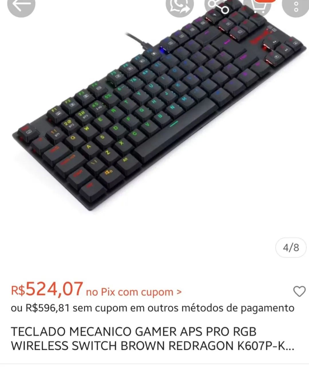 Teclado gamer redragon kumara pro RGB bluetooth 