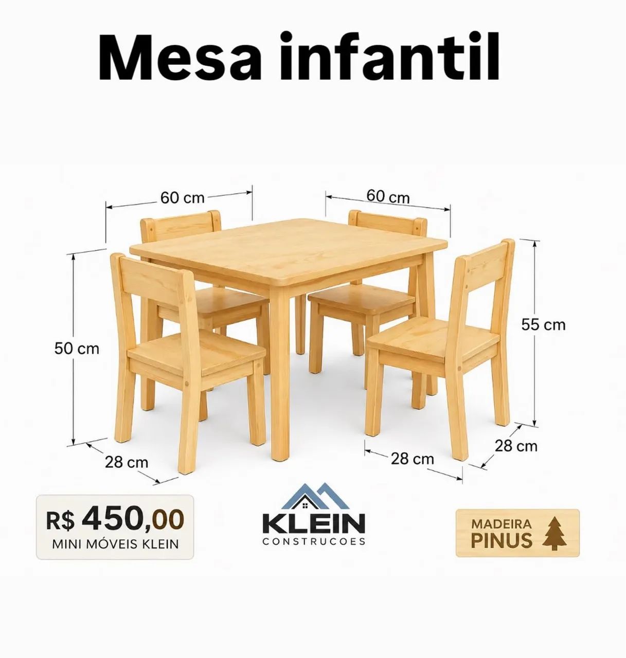 MESA INFANTIL DE MADEIRA 