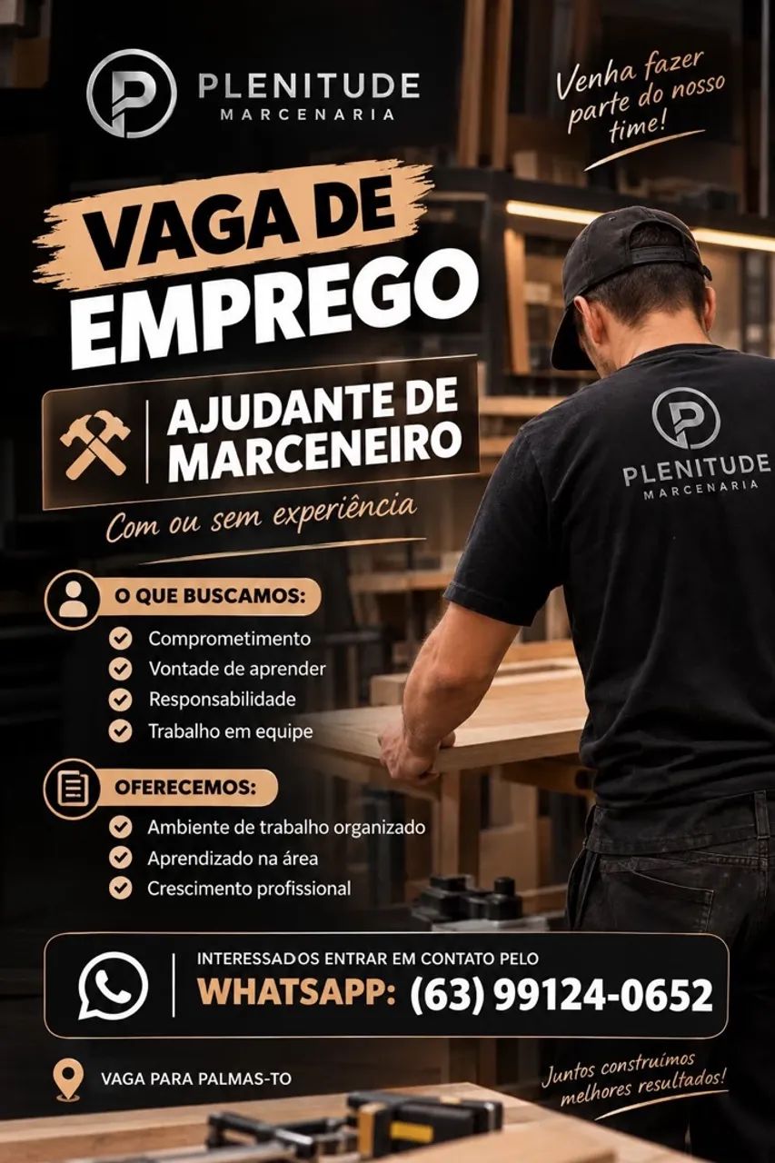 Vaga de emprego , auxiliar de marcenaria 