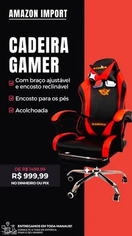 Promocao Cadeira gamer Amazon Racer - entrega grátis