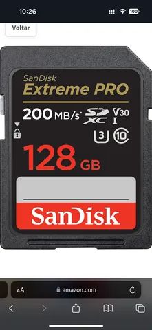 Cartão SD Sandisk 128gb Extreme Pro 200mb/s Lacrado - Foto 2