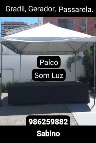 Palco +Palco +coberta +luz +Som de banda +Luz  +passarela +tablado de vidro ou madeira
