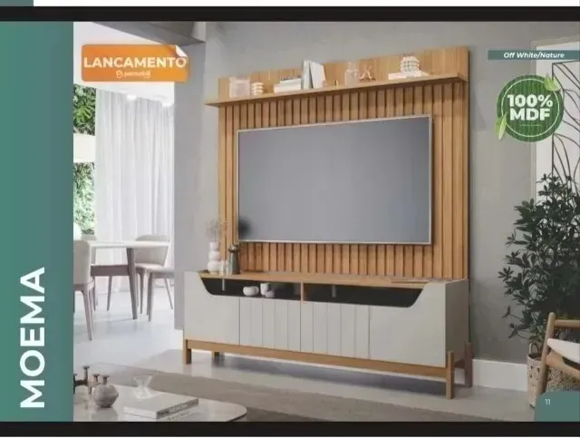 Home Moema (Bancada + Rack em MDF) Painel Ripado novo