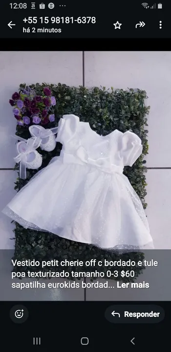 Vestido Petit Cherie Off White Bordado
