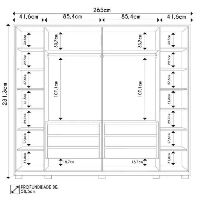 Guarda-Roupa 6 Portas Octavius 2,65 m 100% MDF - Foto 5