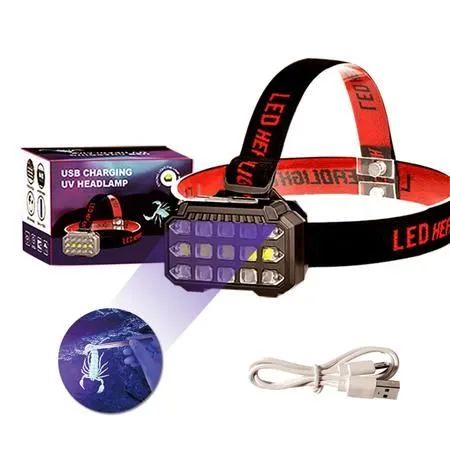 Lanterna de Cabeça com luz Negra Ultravioleta lâmpada Led Branco - Foto 3