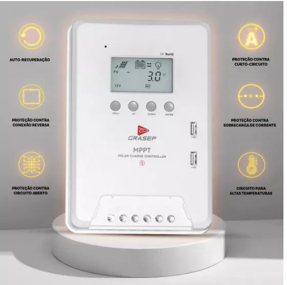 Controlador De Carga Solar Grasep D-MP30A 30a Mppt Usb 5v 12v-400w 24v-800w - Foto 3