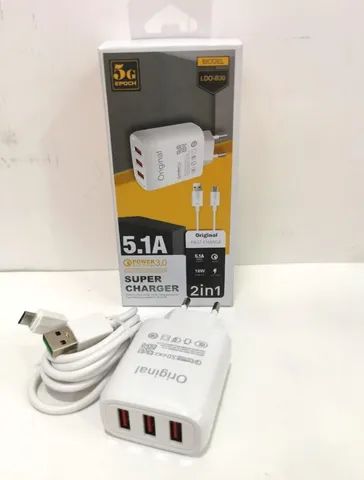 Carregador 5.1A V8 C ou Iphone - 3 USB - LDO-B30