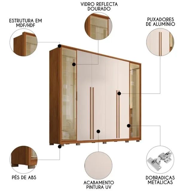 Guarda-Roupa 6 Portas Octavius 2,65 m 100% MDF - Foto 3
