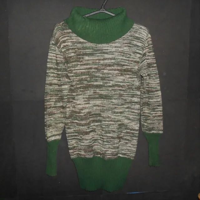 Blusão de frio verde mesclado de lã tricot quentinho tam p (promocao fim de ano novo natal