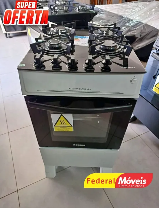 Fogão Itatiaia 4 Bocas Mesa de Vidro Automático Novo - Entregamos