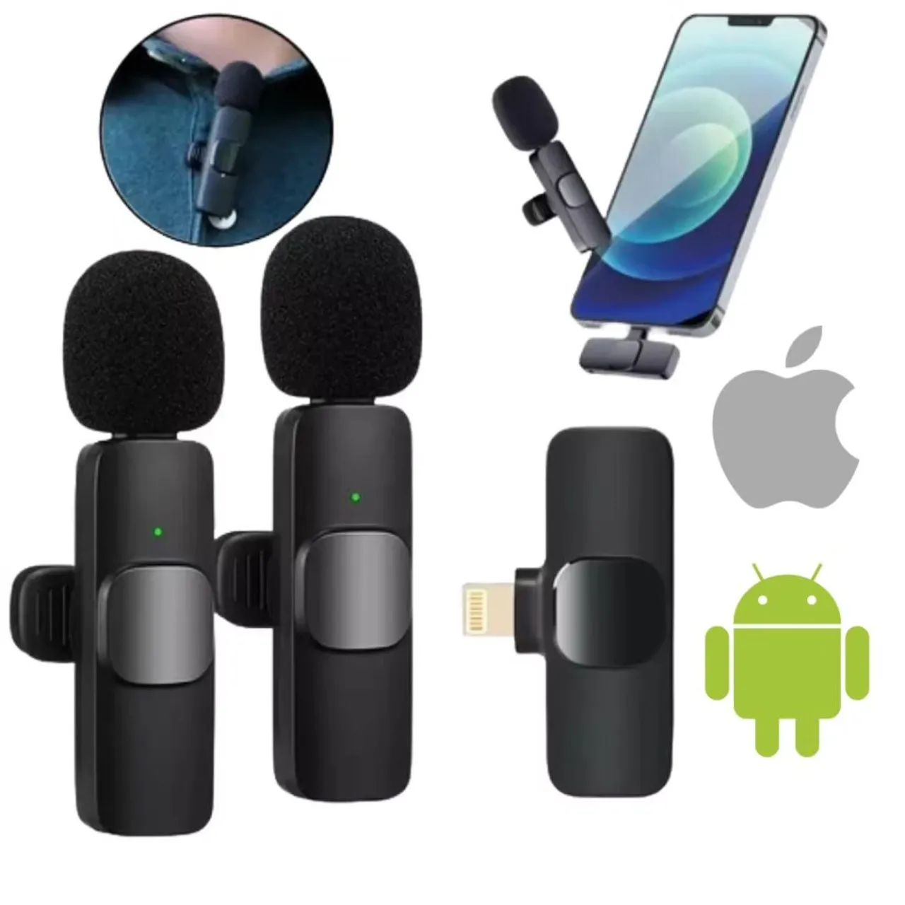Microfone Lapela Duplo para Celular Smartphone Tipo C e iPhone- Alta Qualidade de Som!