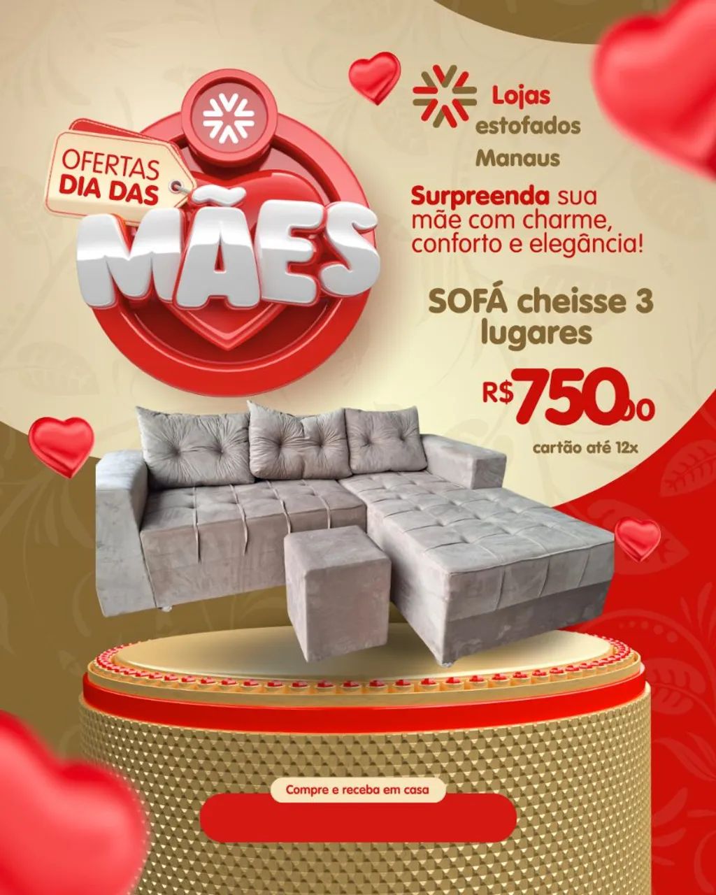 Sofá Cheisse 3 Lugares para sua Mãe! - Foto 2