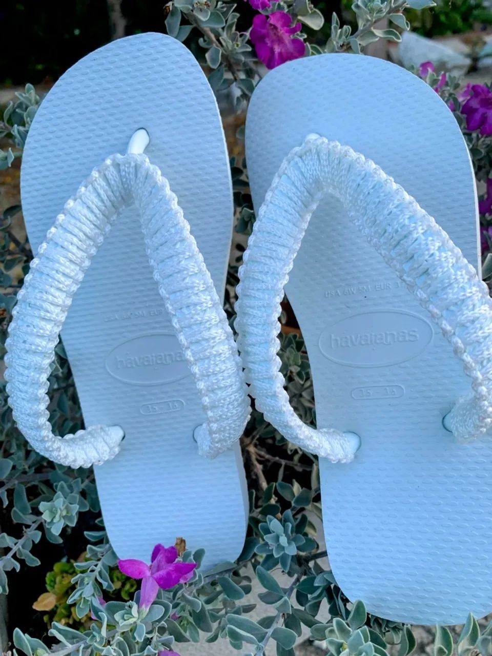 Havaianas brancas com tiras trançadas - Foto 5