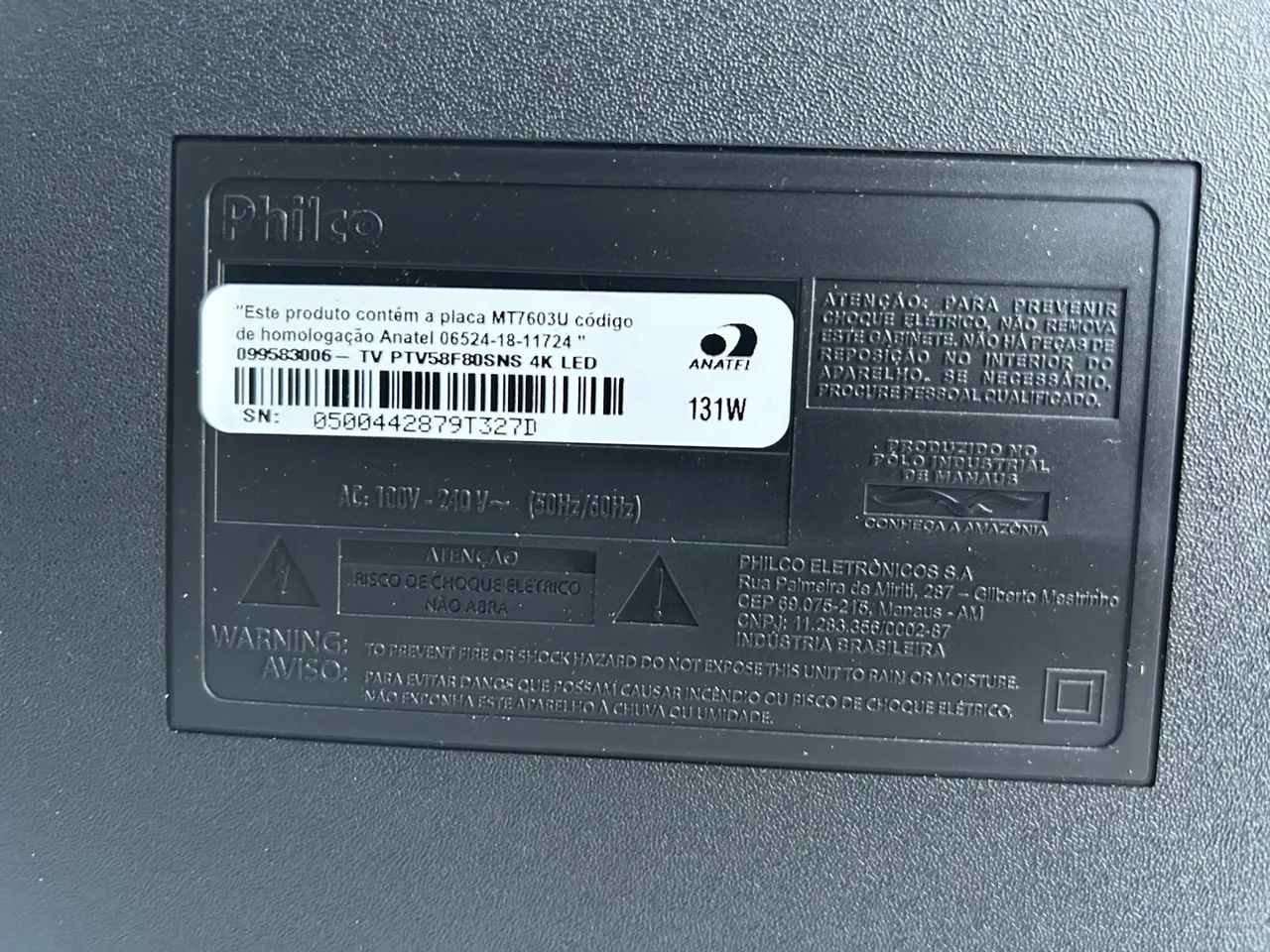 TV Philco 58 polegadas 4K LED Smart - Led com defeito