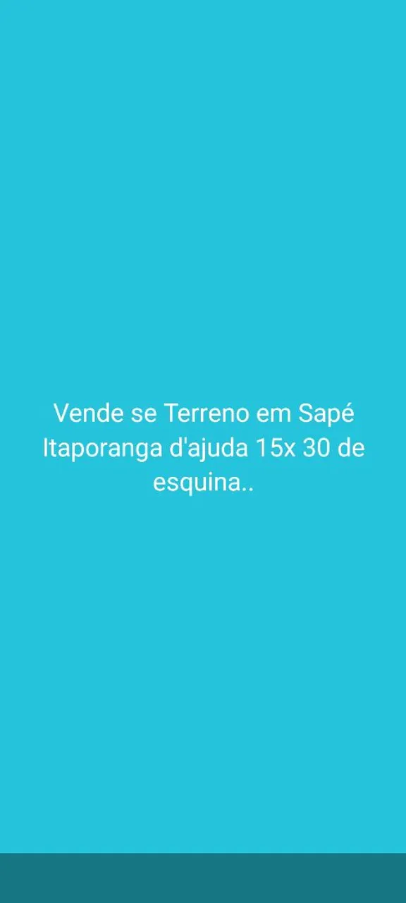 Terreno Sapé Itaporanga d'ajuda 15x30 de esquina