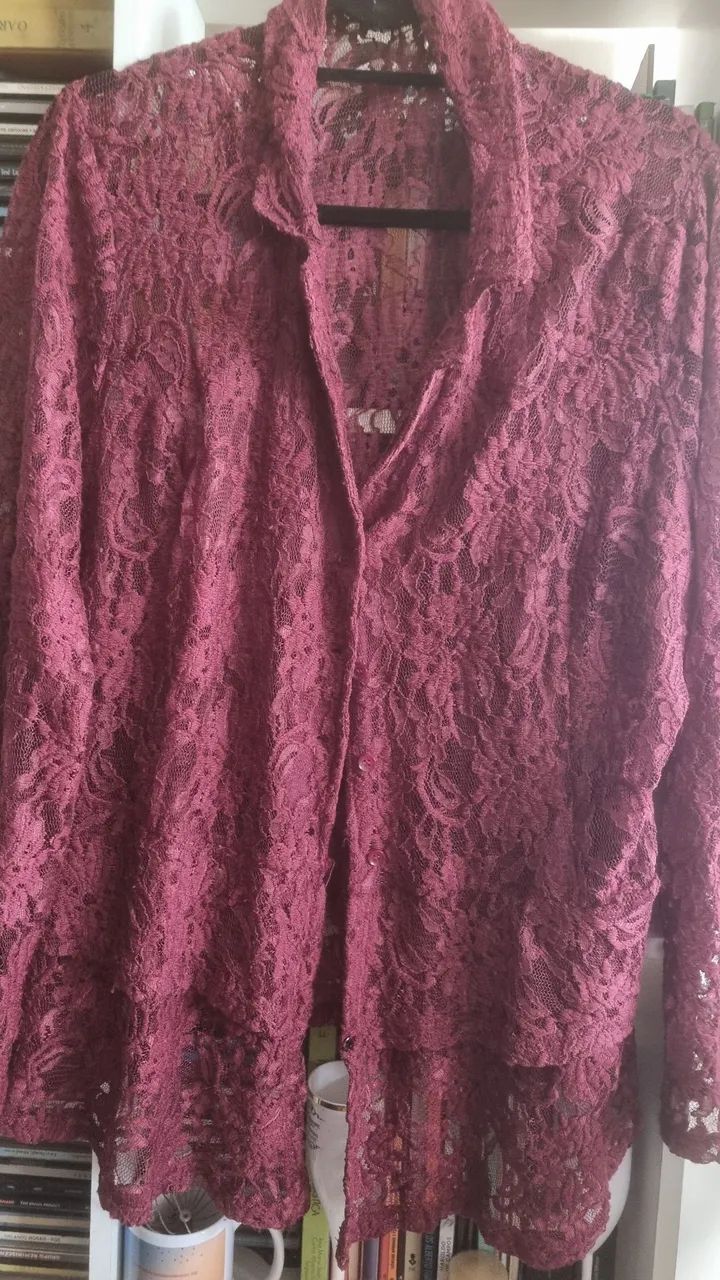 Blazer de renda vinho feminino - Foto 4