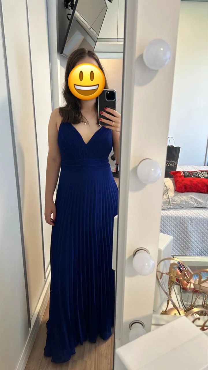 Vestido de festa plissado 