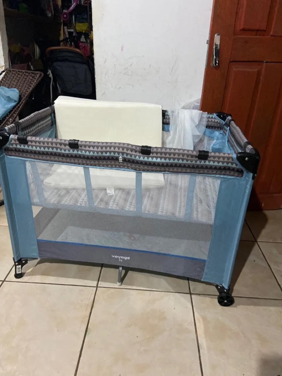 Berço Portátil Voyage Fit Azul
