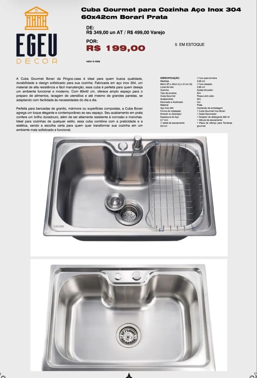 Cuba para Cozinha (Retirada Goiânia)