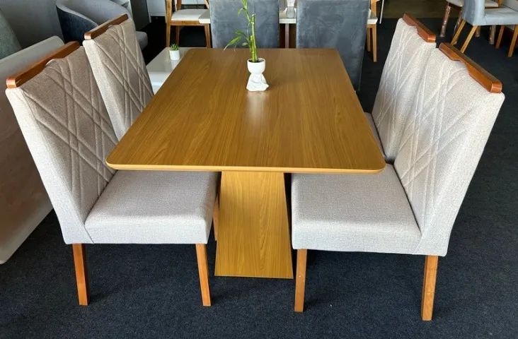 Mesa de Jantar Barbara com 4 Cadeiras Olga 120x80 (FAZEMOS ENTREGA DF E ENTORNO )