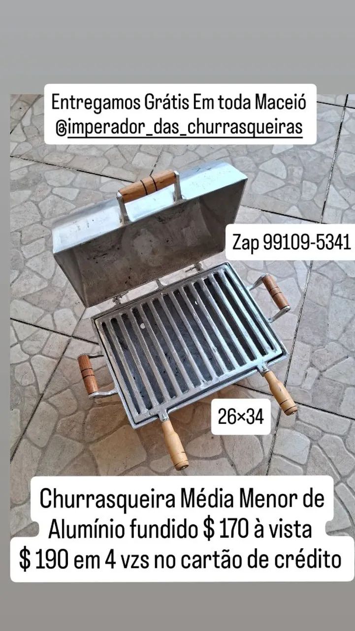 Churrasqueira Média Menor de Alumínio Fundido