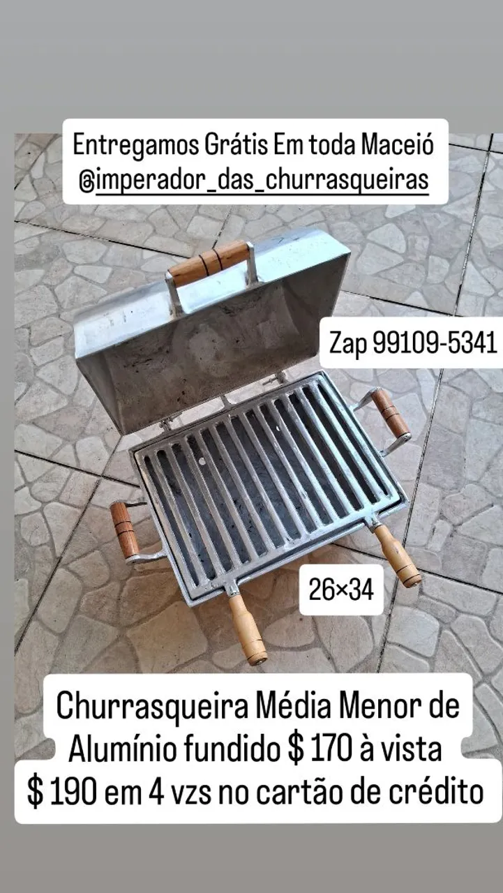 Churrasqueira Média Menor de Alumínio Fundido