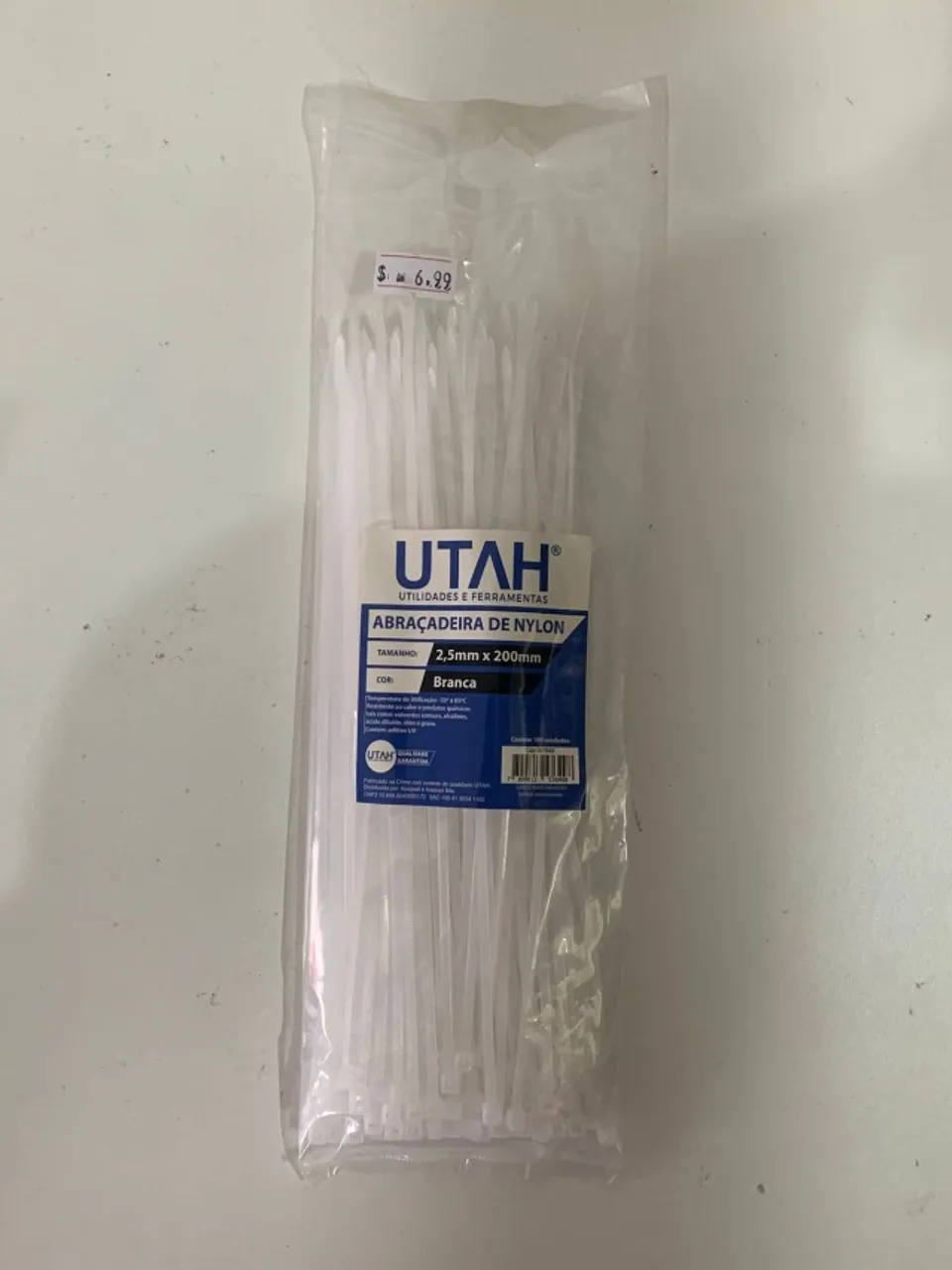 ABRAÇADEIRA NYLON 2,5mm X 200mm BRANCA UTAH