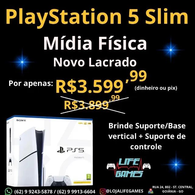 Playstation 5 Slim 1 Tera Mídia física Novo com garantia, loja física
