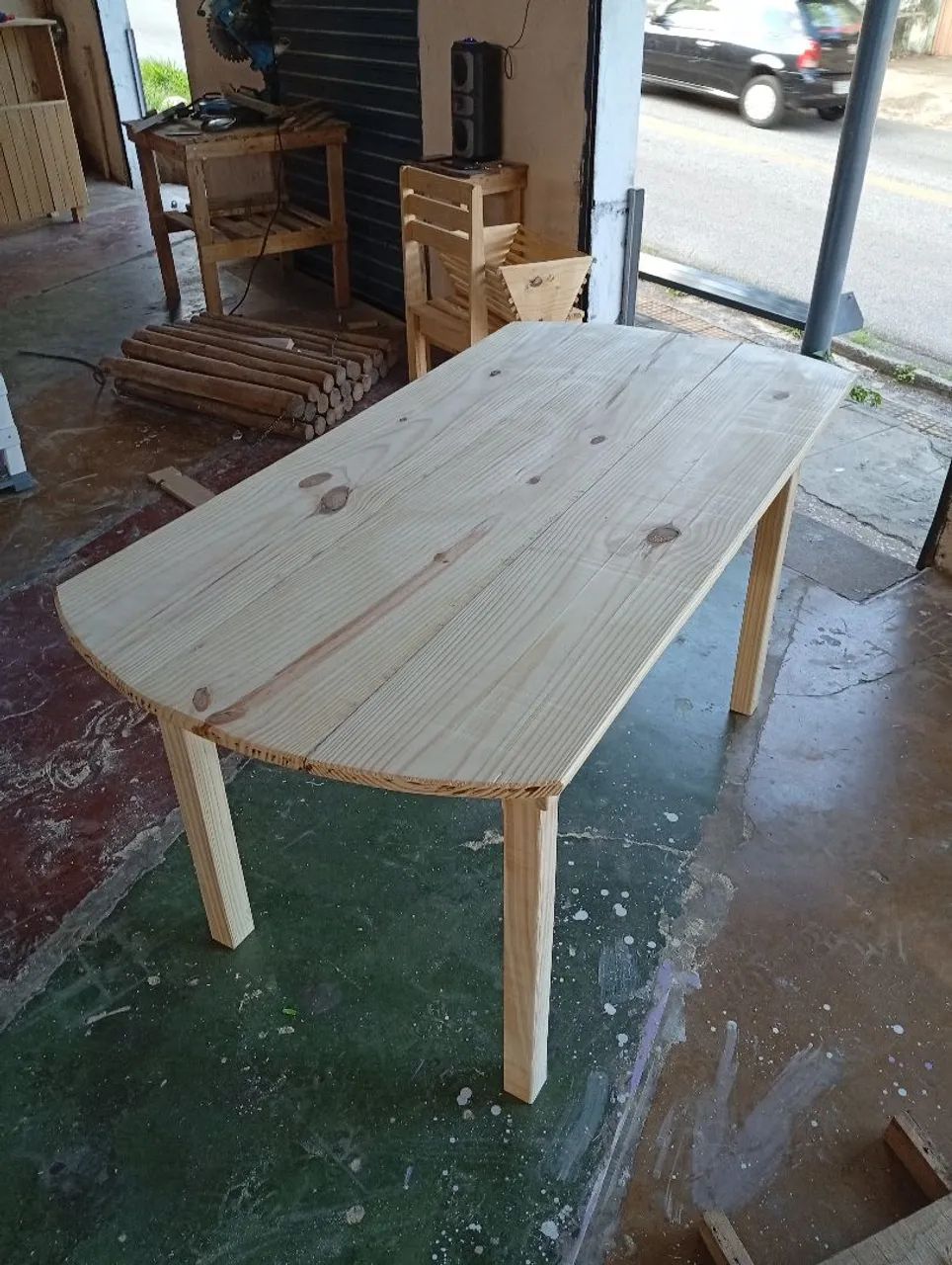 Mesa de madeira pinus natural 