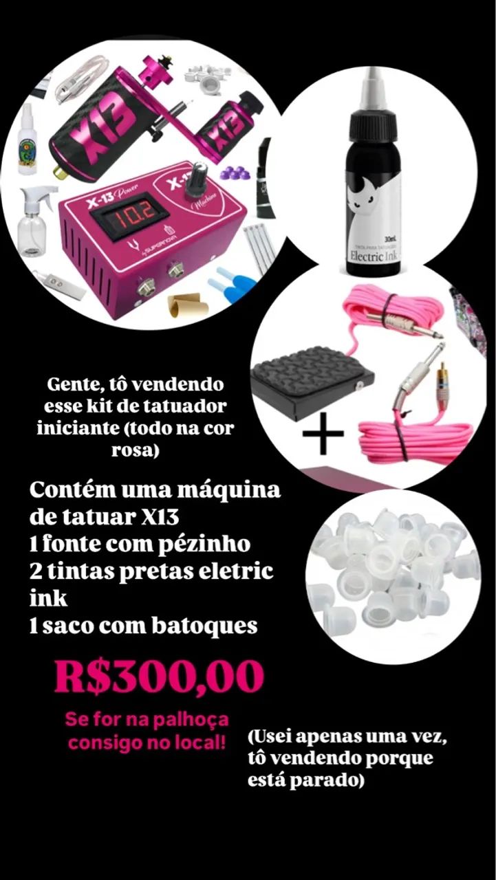 Kit tatuador/tatuagem iniciante (todo na cor rosa)