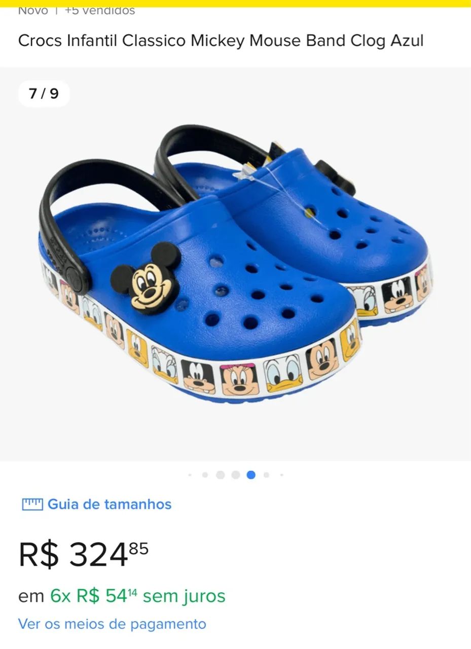 Crocs Infantil Classico Mickey Mouse Band Clog Azul - Foto 2