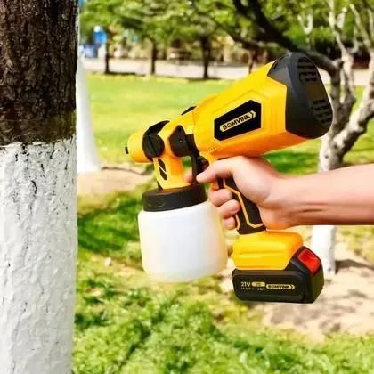 BomVink BOM-9770 21V Cordless Electric Paint Spray Gun with 2 Batteries