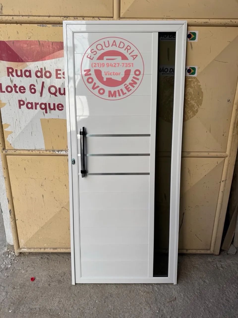 Porta de alumínio completa para entrada sala 80x210 