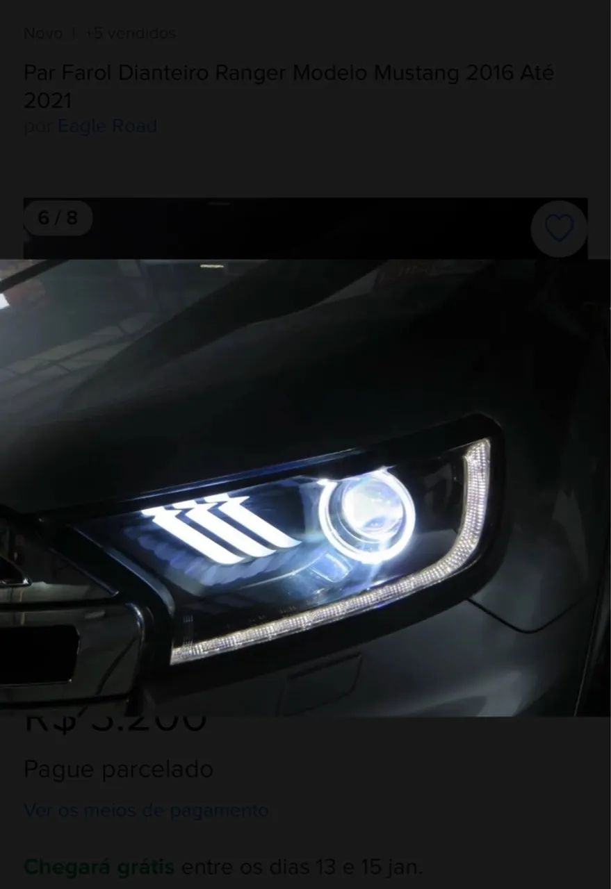 Par Farol Dianteiro Ranger Modelo Mustang 2016-2021