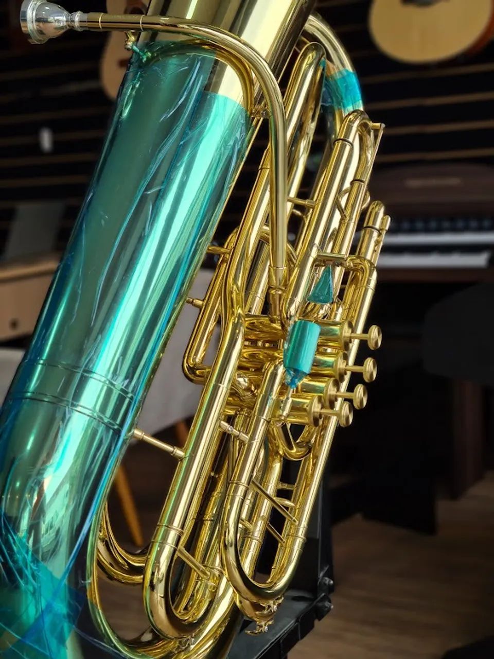 TUBA HS MUSICAL R752 4/4 SIb C/ 4 PISTOS (NOVA) PARCELAMOS EM ATE 10X S/ JUROS #250216 - Foto 3