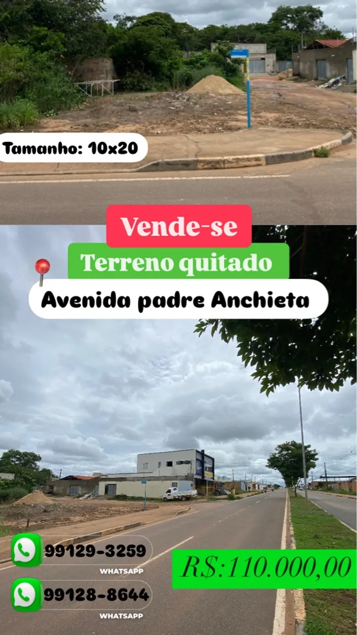 Vendo terreno de esquina na avenida