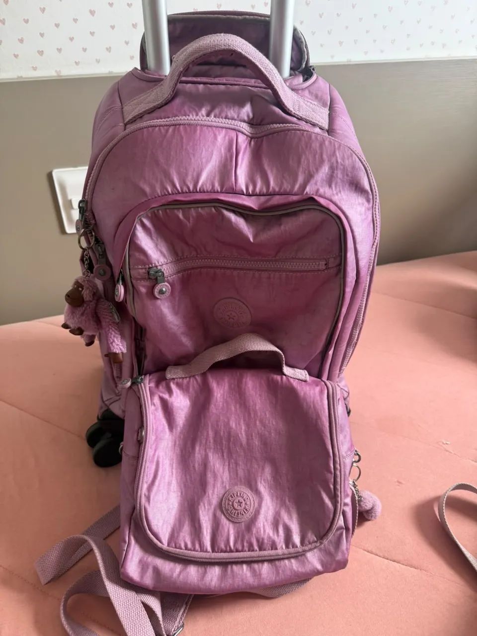 Mochila + Lancheira Kipling New Zea Rosa - Foto 3