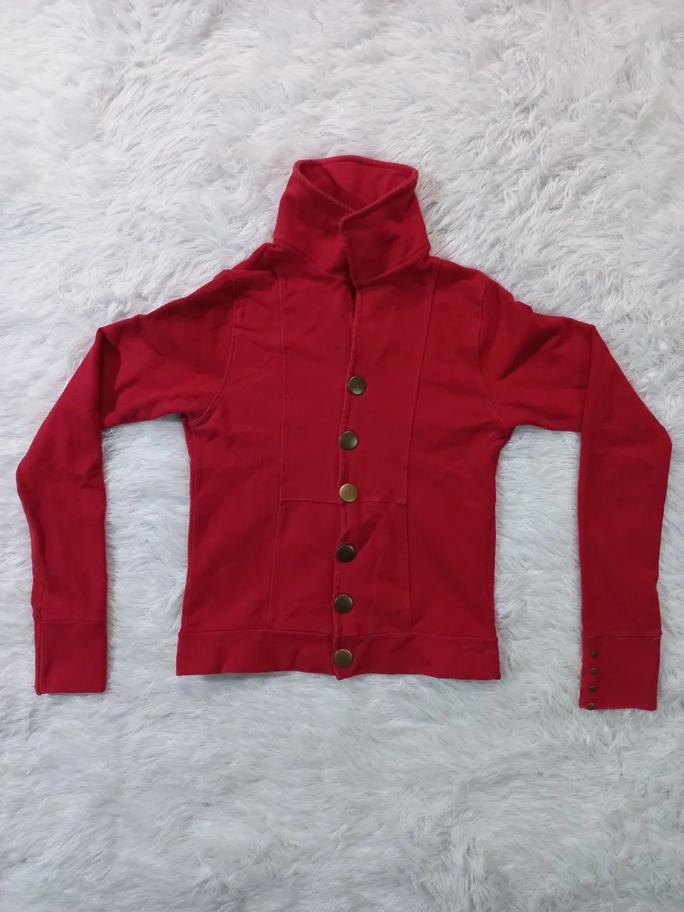 Blusa Vermelha Com Botões M