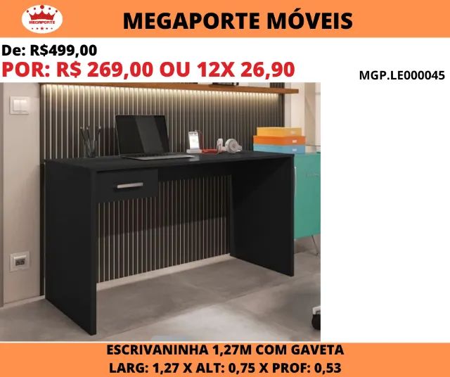 Escrivaninha 1,27 com Gavetas - Foto 2