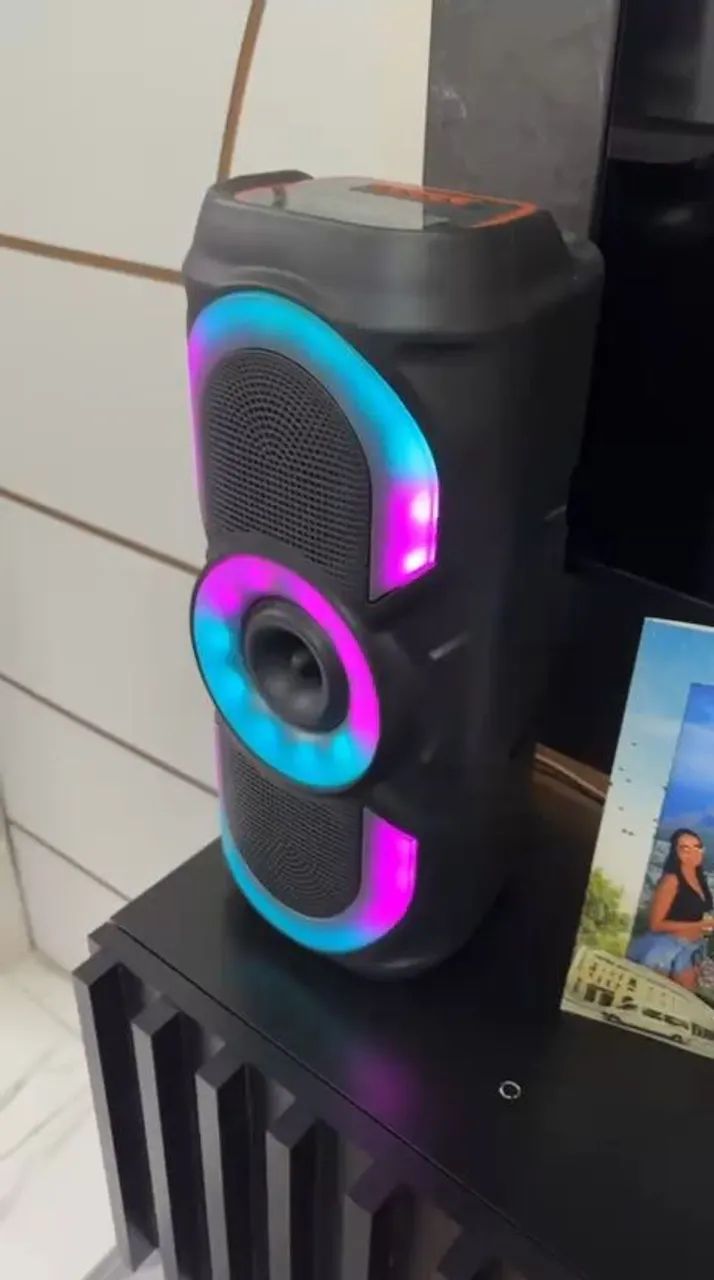 Caixa de som Bluetooth e led potencia