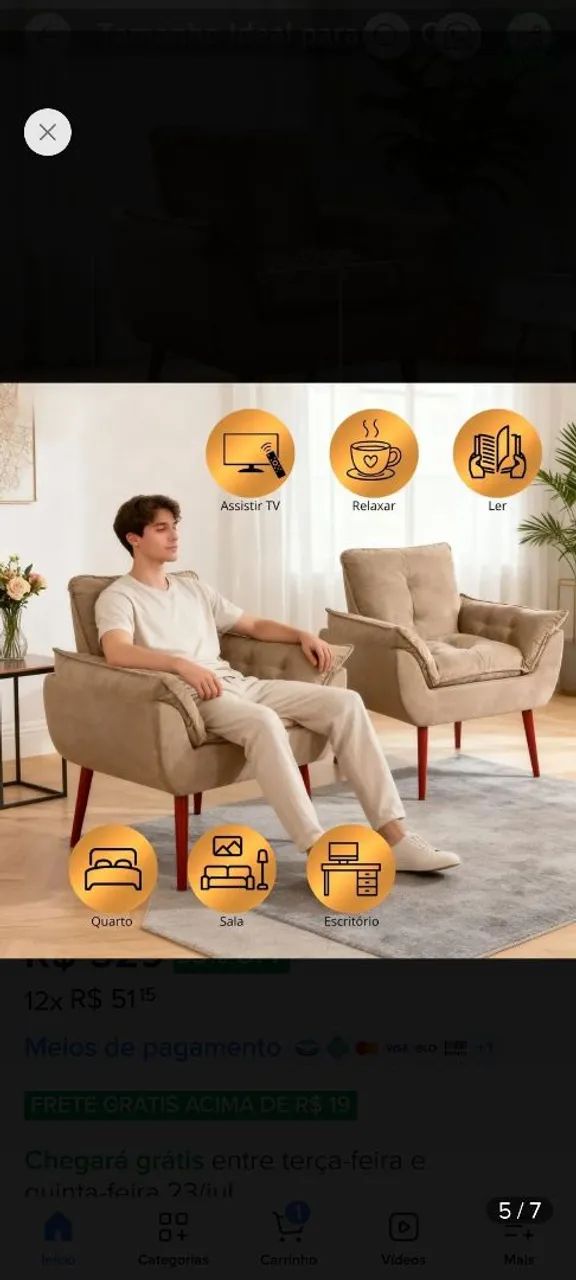 Poltronas para sala, quarto ou escritório  - Foto 3