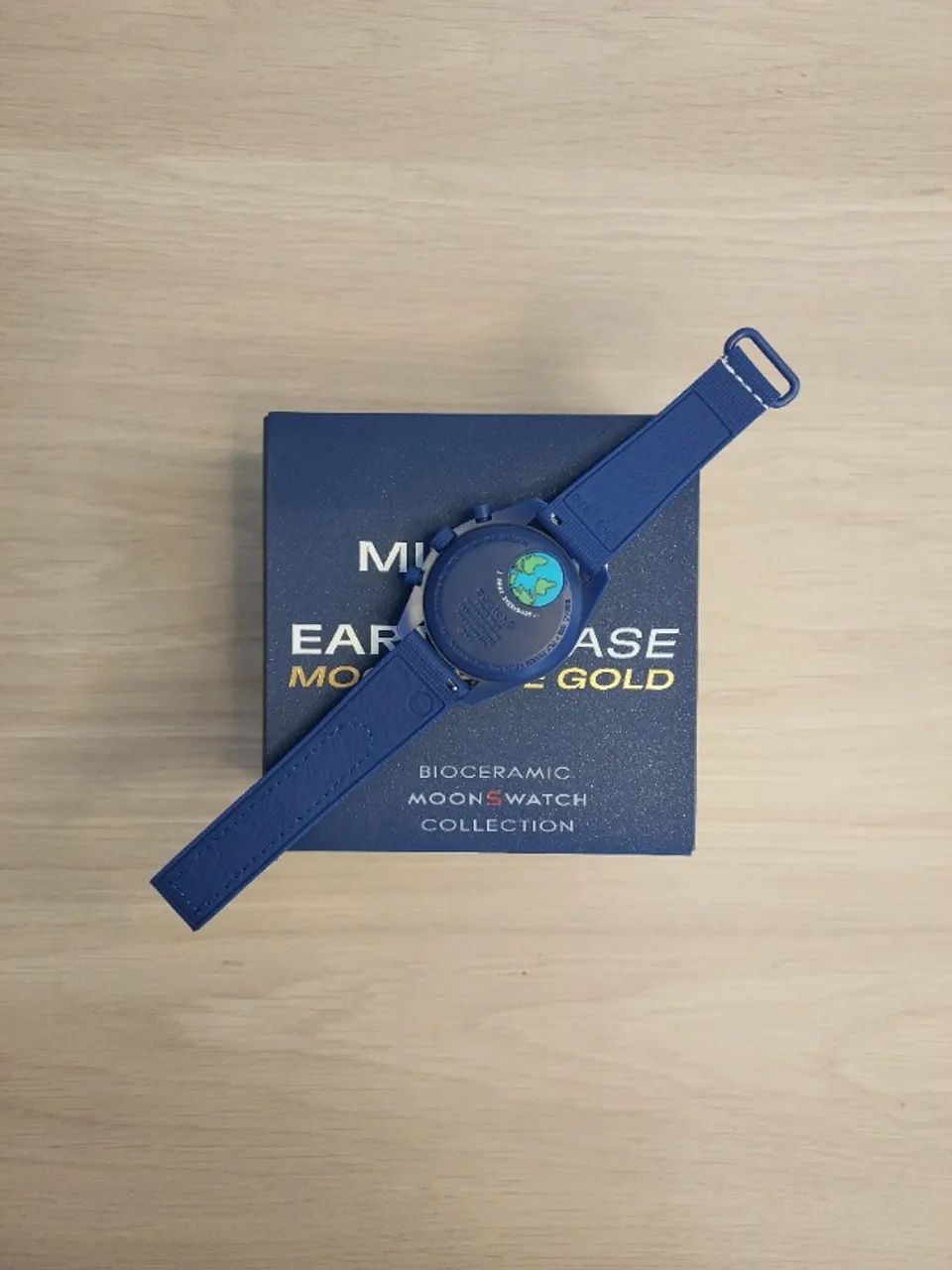 Relógio Omega X Swatch Moonswatch Earthphase Snoopy Azul - Foto 4