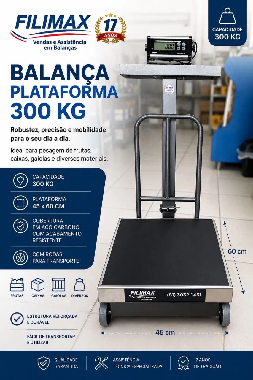 Balança 300kg móvel 