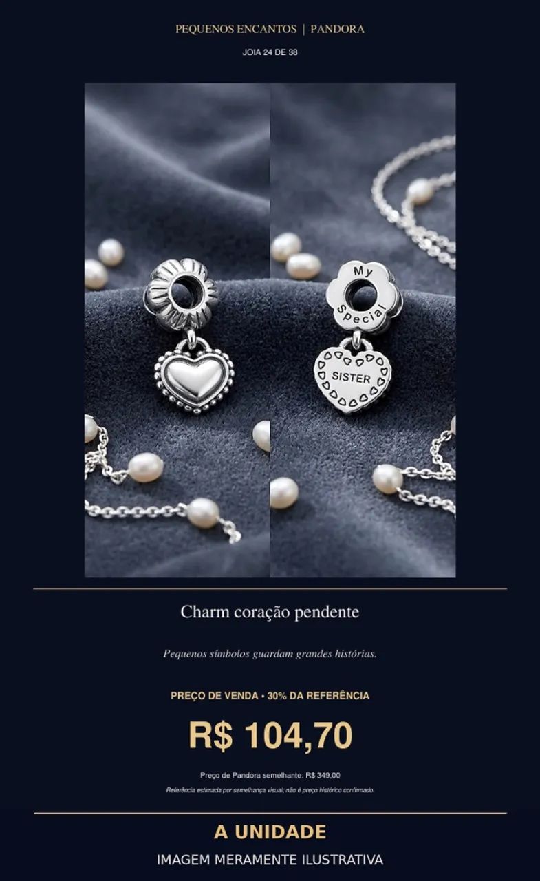 Charm coração pendente