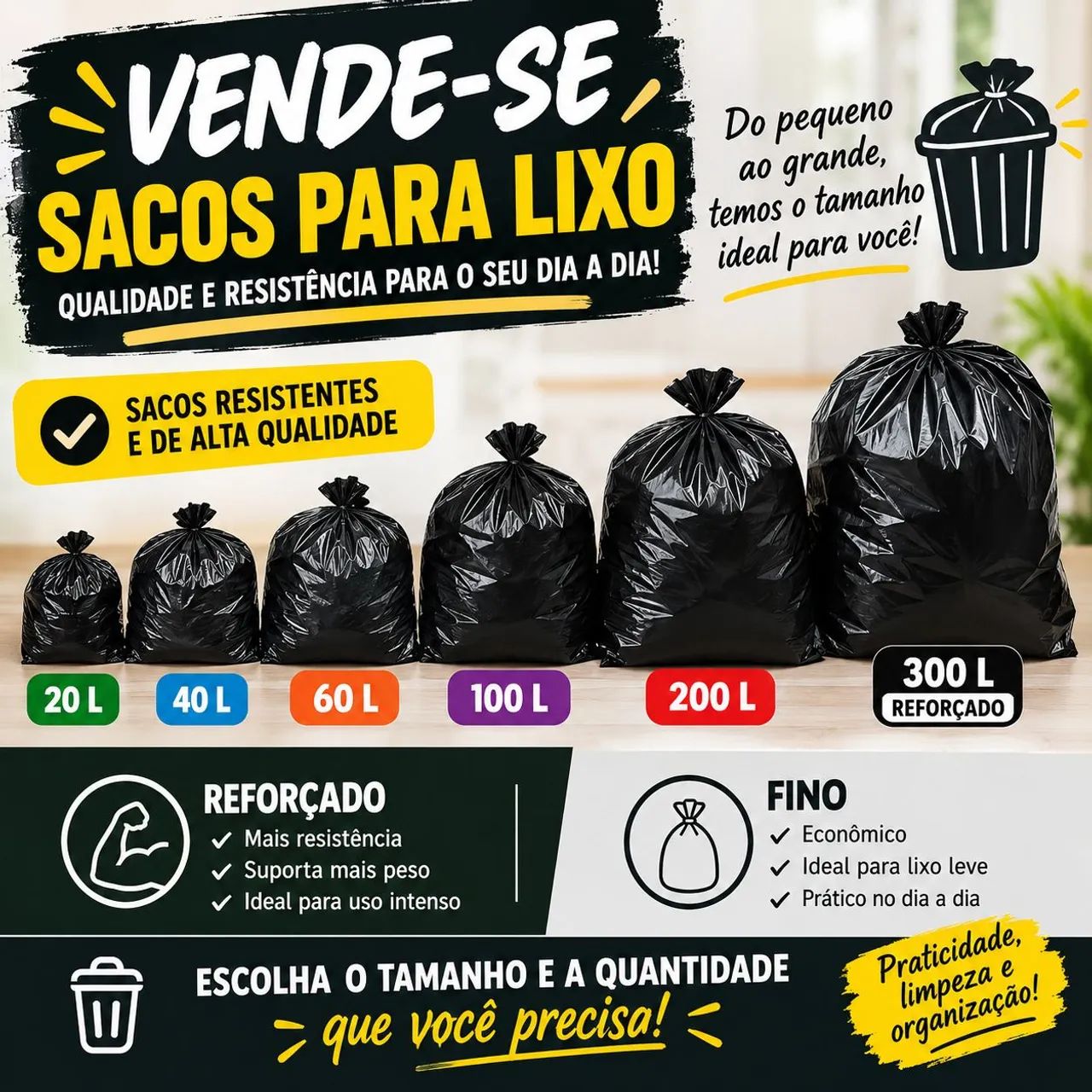 Saco de lixo direto da fabrica