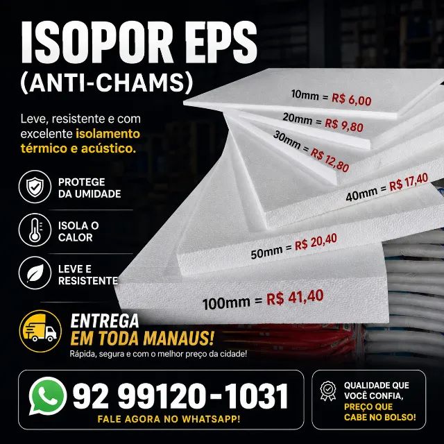 ISOPOR PARA FORRO E PAREDES ANTI CHAMAS 